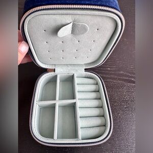 Spartina Navy Blue Velvet Jewelry Travel Case